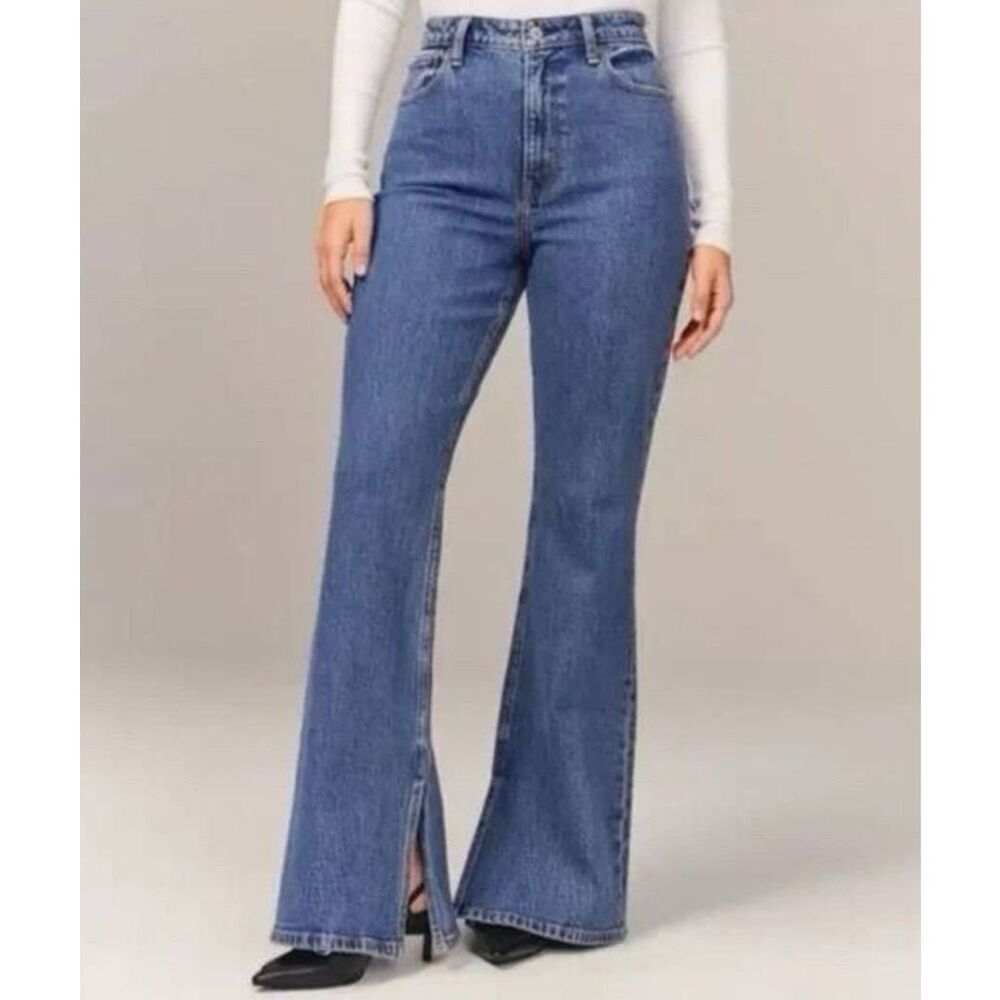 Abercrombie & Fitch Jeans Women's 25 Short Blue Vintage Flare High Split Hem
